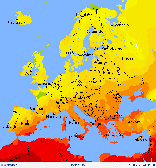 Indice UV Carte di previsione