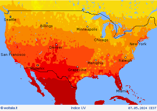 Indice UV Carte di previsione