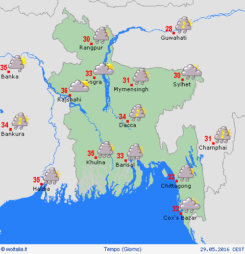 sommario Bangladesh Asia Carte di previsione
