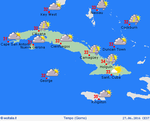 sommario Cuba America Centrale Carte di previsione