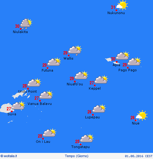 sommario Wallis e Futuna Oceania Carte di previsione