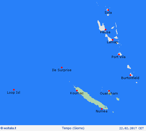 sommario Nuova Caledonia Oceania Carte di previsione