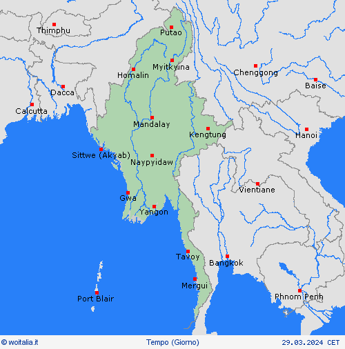 sommario Birmania Asia Carte di previsione