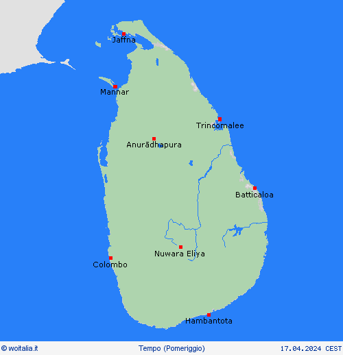 sommario Sri Lanka Asia Carte di previsione