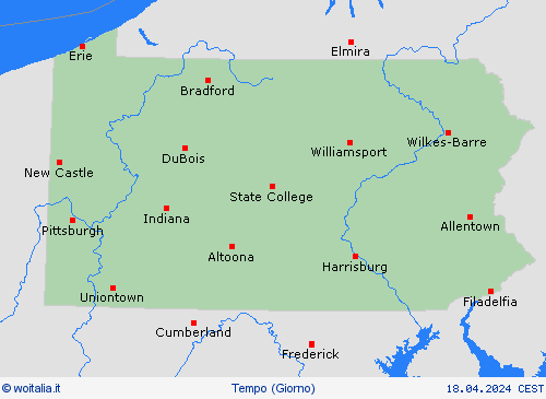 sommario Pennsylvania America del Nord Carte di previsione