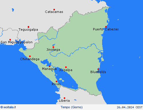 sommario Nicaragua America Centrale Carte di previsione