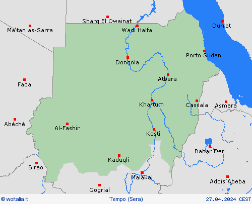 sommario Sudan Africa Carte di previsione