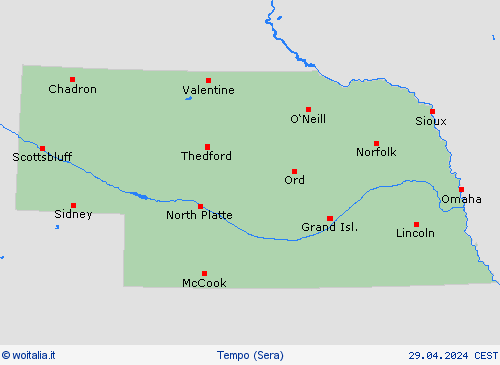 sommario Nebraska America del Nord Carte di previsione