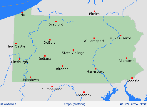 sommario Pennsylvania America del Nord Carte di previsione