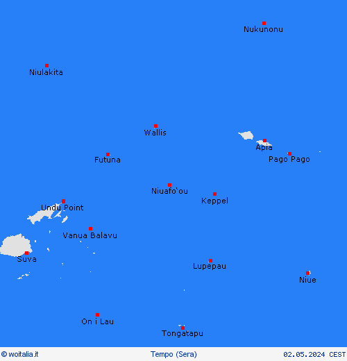 sommario Wallis e Futuna Oceania Carte di previsione