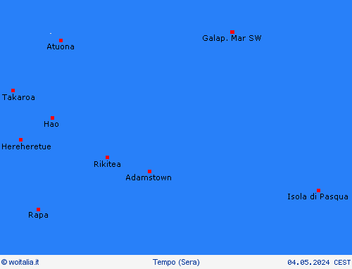 sommario Isole Pitcairn Oceania Carte di previsione