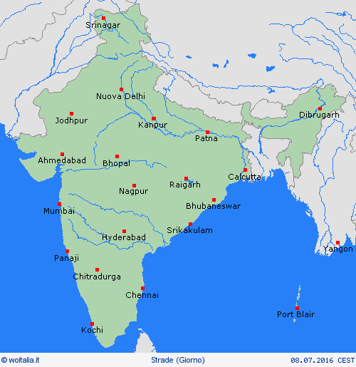 condizioni delle strade India Asia Carte di previsione