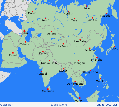 condizioni delle strade  Asia Carte di previsione