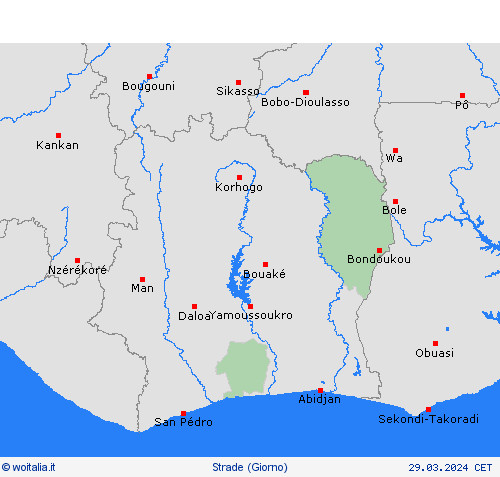 condizioni delle strade Costa d’Avorio Africa Carte di previsione
