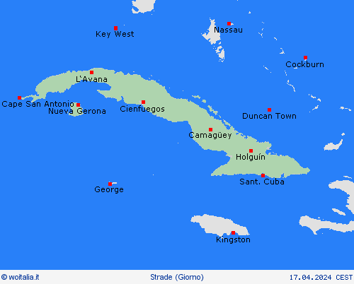 condizioni delle strade Cuba America Centrale Carte di previsione