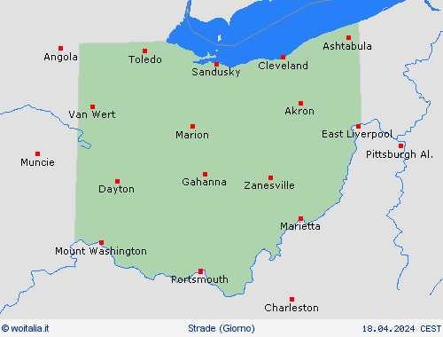 condizioni delle strade Ohio America del Nord Carte di previsione