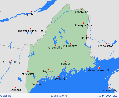 condizioni delle strade Maine America del Nord Carte di previsione
