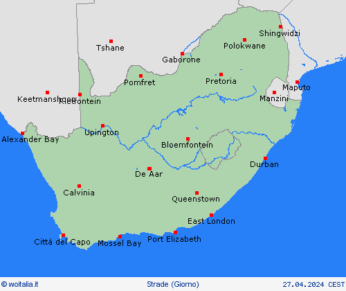 condizioni delle strade Sudafrica Africa Carte di previsione
