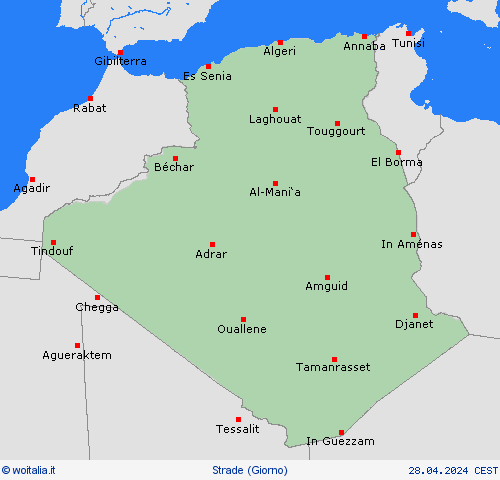 condizioni delle strade Algeria Africa Carte di previsione