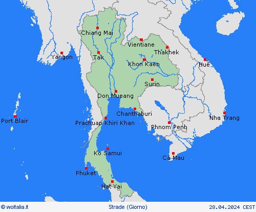 condizioni delle strade Thailandia Asia Carte di previsione
