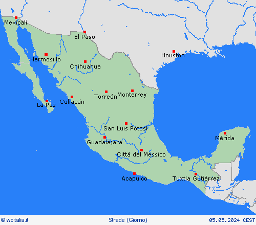 condizioni delle strade Messico America Centrale Carte di previsione