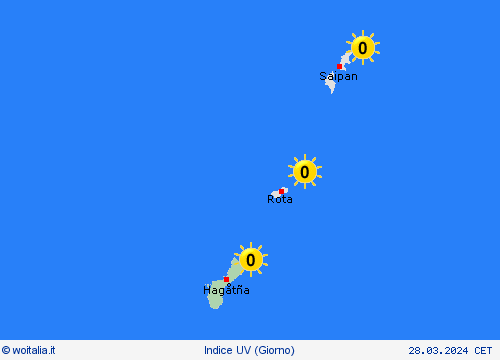 indice uv Guam Oceania Carte di previsione