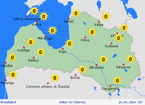indice uv Lettonia Europa Carte di previsione
