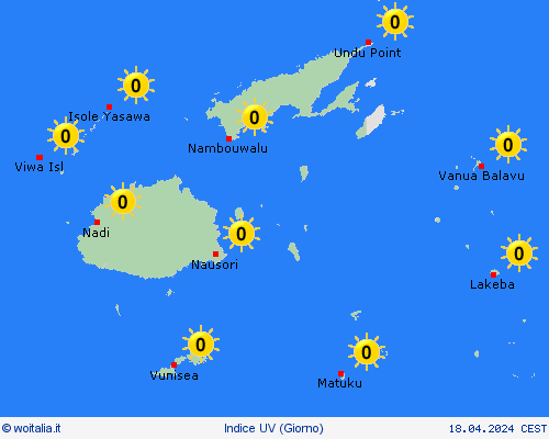 indice uv Figi Oceania Carte di previsione