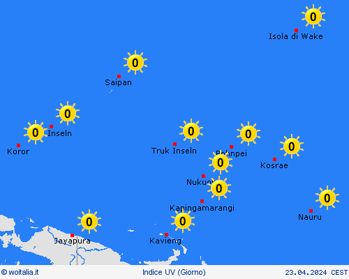 indice uv Isola di Wake Oceania Carte di previsione