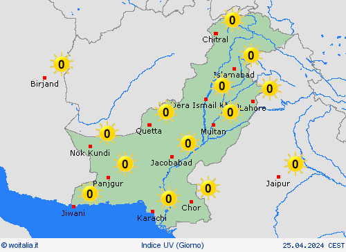 indice uv Pakistan Asia Carte di previsione