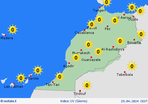 indice uv Marocco Africa Carte di previsione