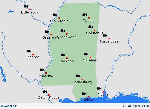 webcam Mississippi America del Nord Carte di previsione