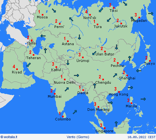 vento  Asia Carte di previsione