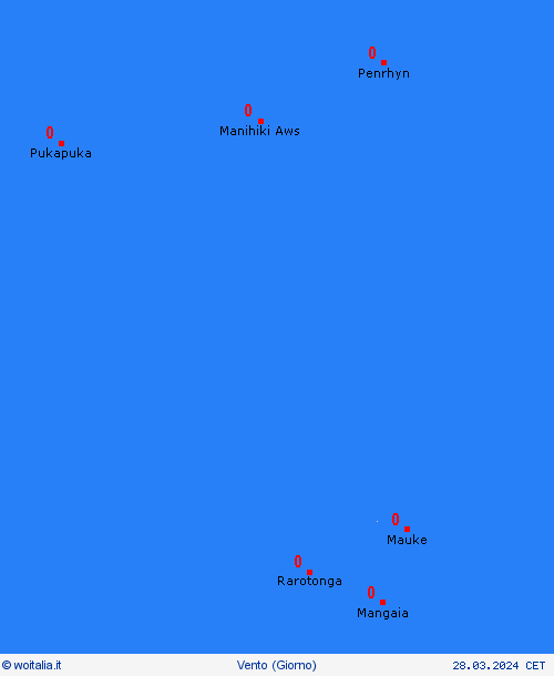 vento Isole Cook Oceania Carte di previsione