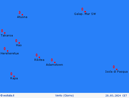 vento Isole Pitcairn Oceania Carte di previsione