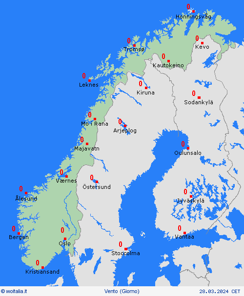 vento Norvegia Europa Carte di previsione