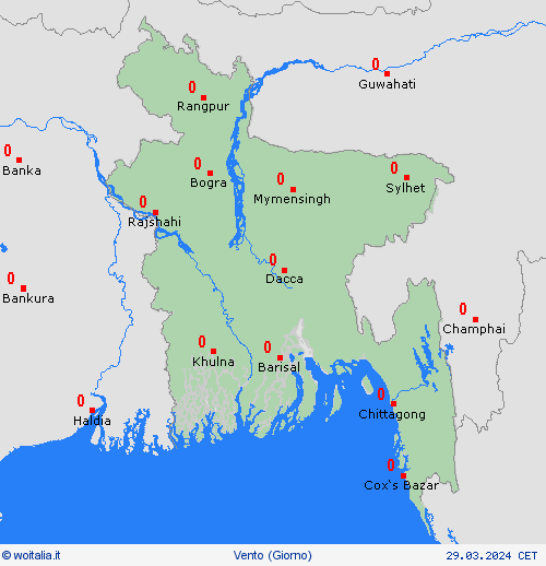 vento Bangladesh Asia Carte di previsione
