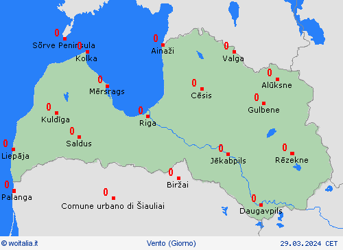 vento Lettonia Europa Carte di previsione