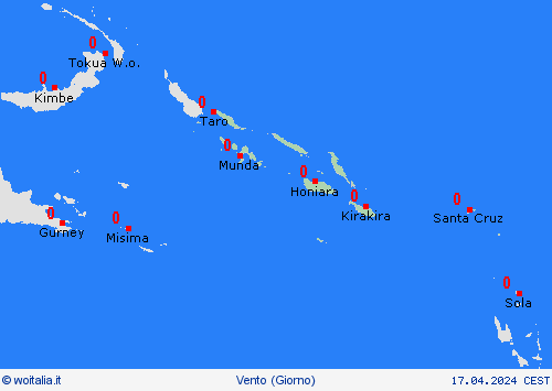 vento Isole Salomone Oceania Carte di previsione