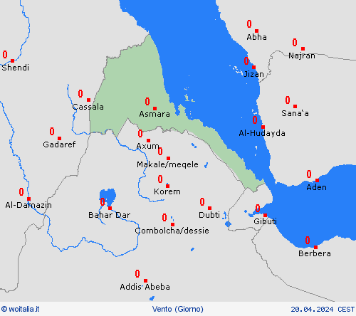 vento Eritrea Africa Carte di previsione
