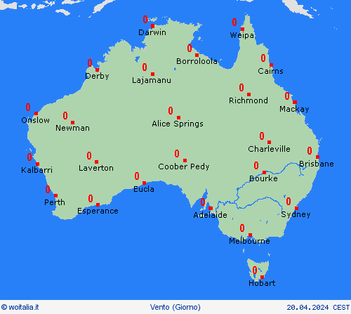 vento Australia Oceania Carte di previsione