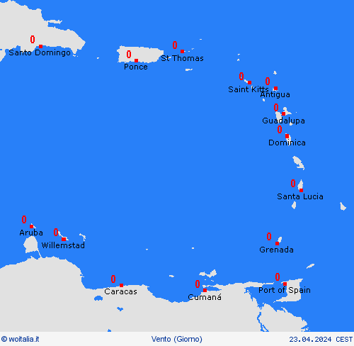 vento Piccole Antille America Centrale Carte di previsione