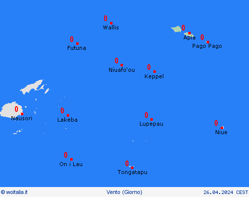 vento Samoa Oceania Carte di previsione