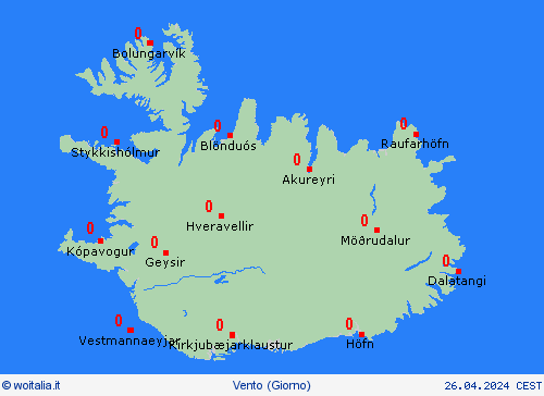 vento Islanda Europa Carte di previsione