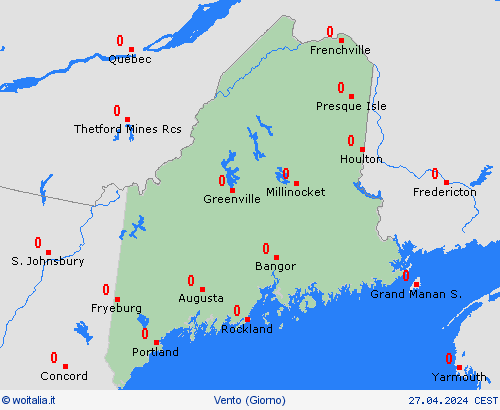 vento Maine America del Nord Carte di previsione