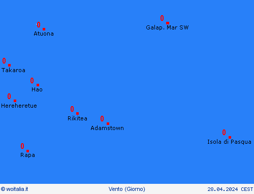 vento Isole Pitcairn Oceania Carte di previsione
