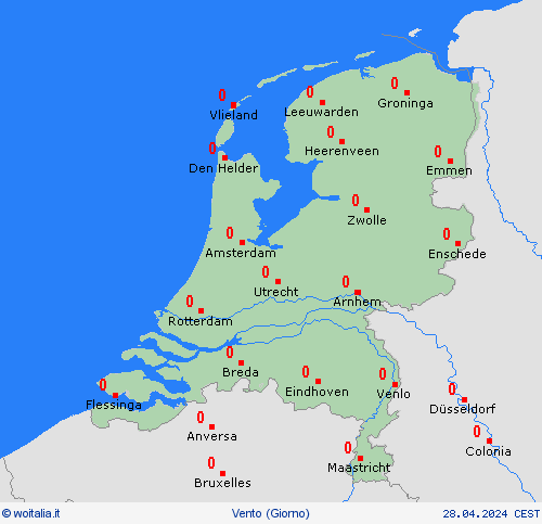 vento Paesi Bassi Europa Carte di previsione