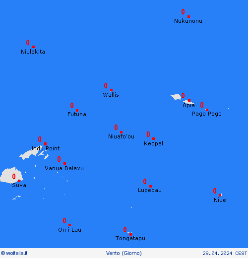 vento Wallis e Futuna Oceania Carte di previsione