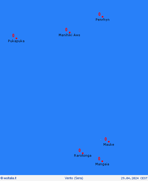 vento Isole Cook Oceania Carte di previsione