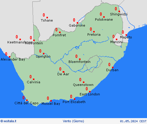 vento Sudafrica Africa Carte di previsione